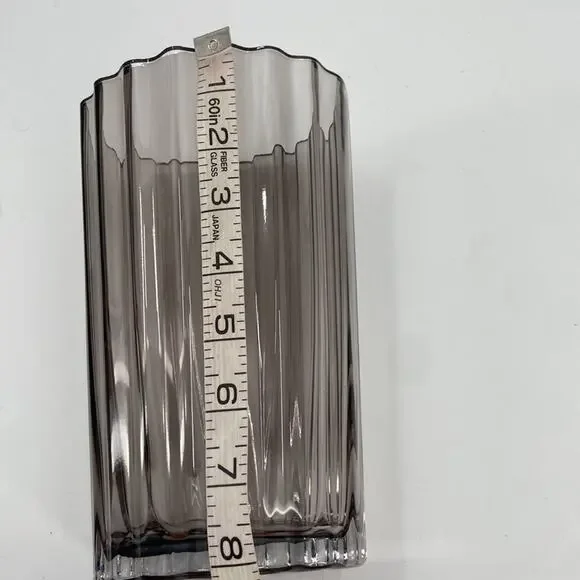 Vera Wang Smokey ribbed oval glass vase